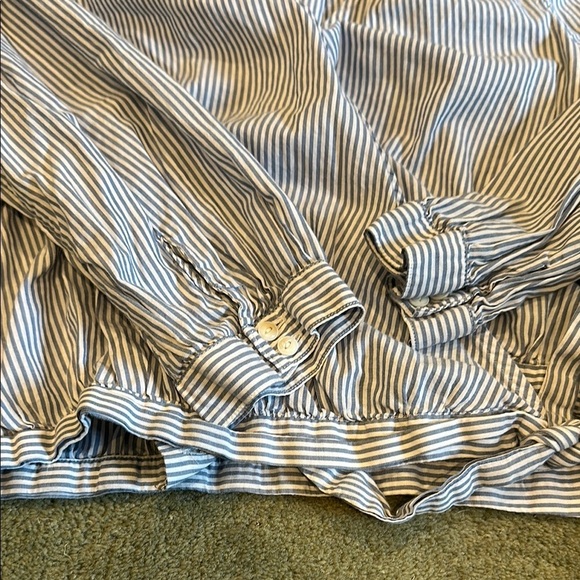 Madewell Blue and White Striped Wrap Top - Picture 6 of 7